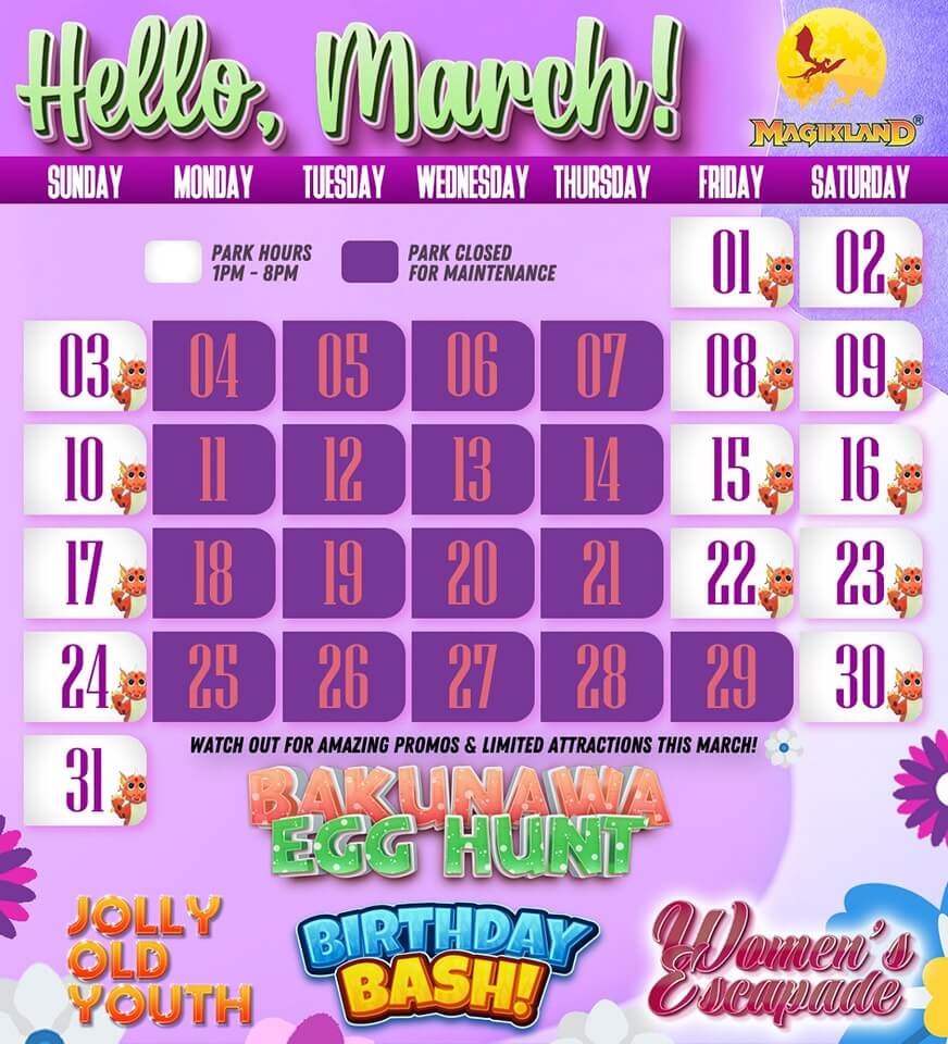 Check out Magikland Park March 2024 Calendar!