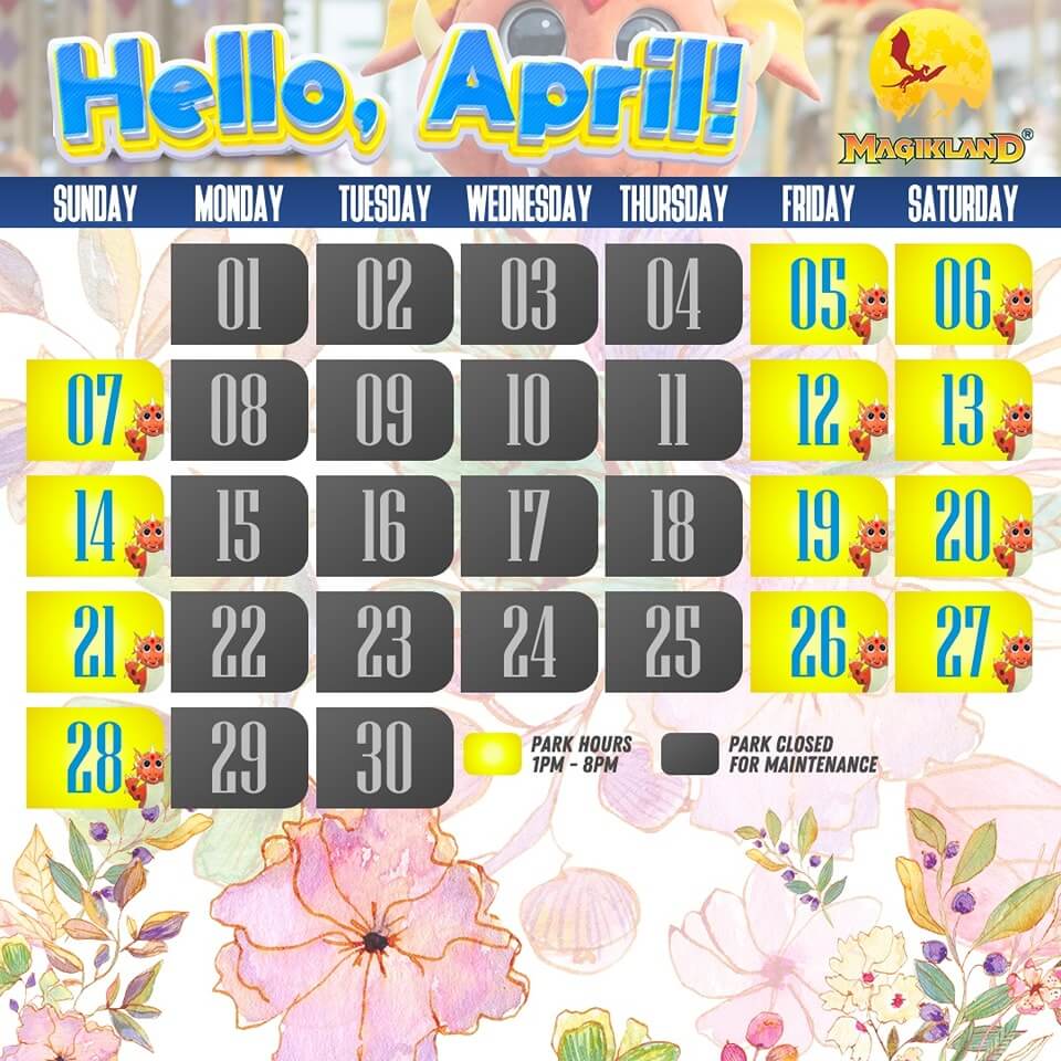 Check out Magikland Park April 2024 Calendar!