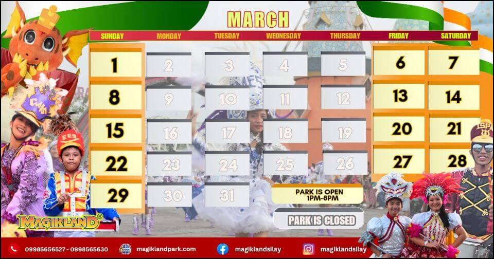 Magikland March 2026 Schedule